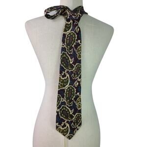 Burberry London Paisley Green Rust Cream Silk Tie